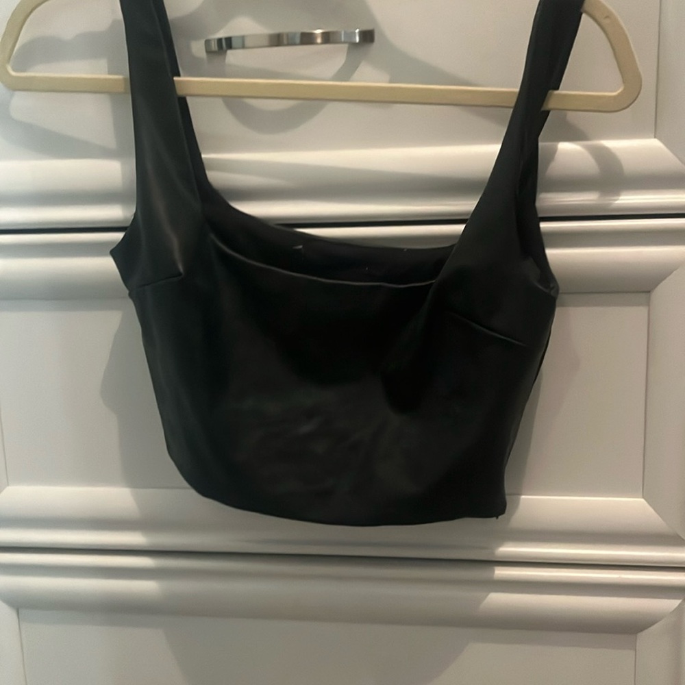 Black Leather Crop Top